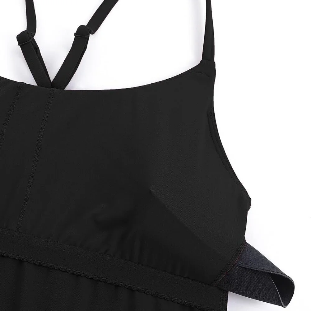 Women's One Piece Swimsuit Modest Swim Dress Tummy Control Adjustable Straps
